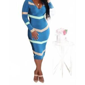 NEW DORCAS women's bodycon dress in blue
